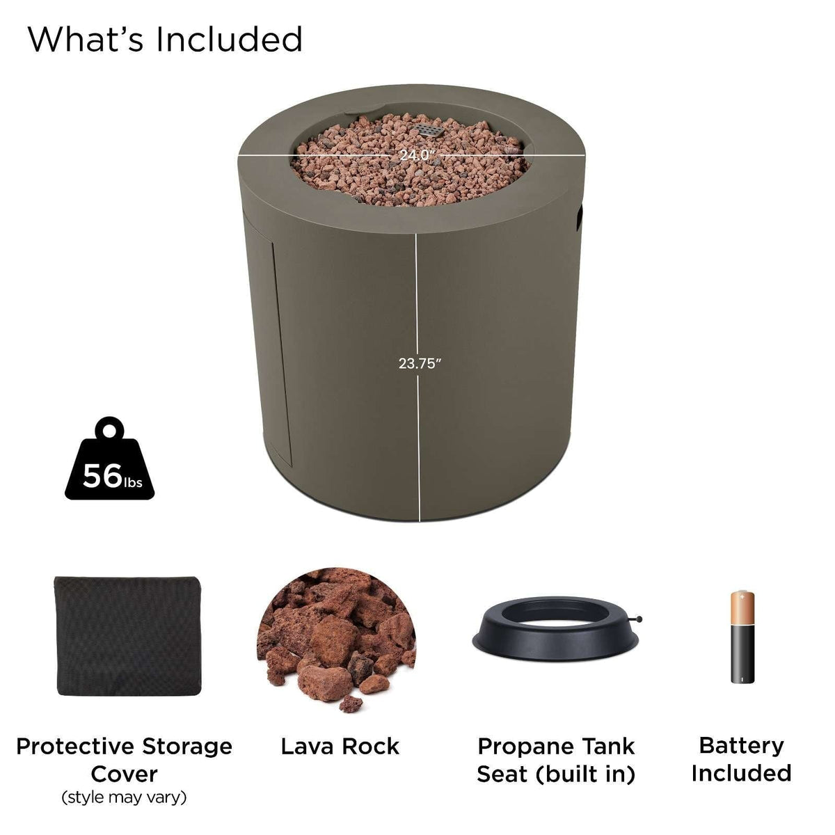 Steel Propane Fire Pit Hidden Tank in Mist Gray, 24-in F2N4 - product image 7