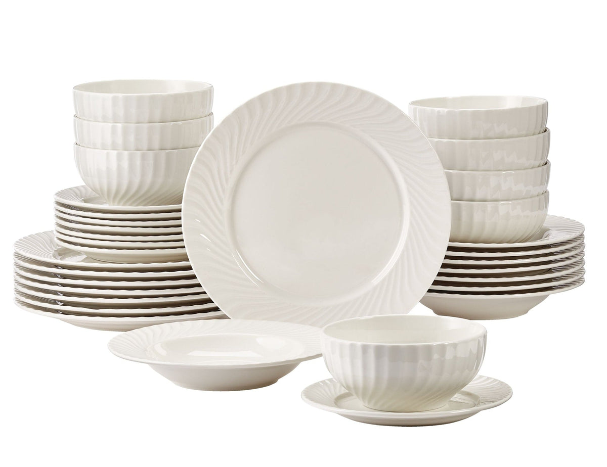 Milliken Embossed Stoneware Dinnerware Set, Serves 8, 32-pc, White N2G2 - product image 1