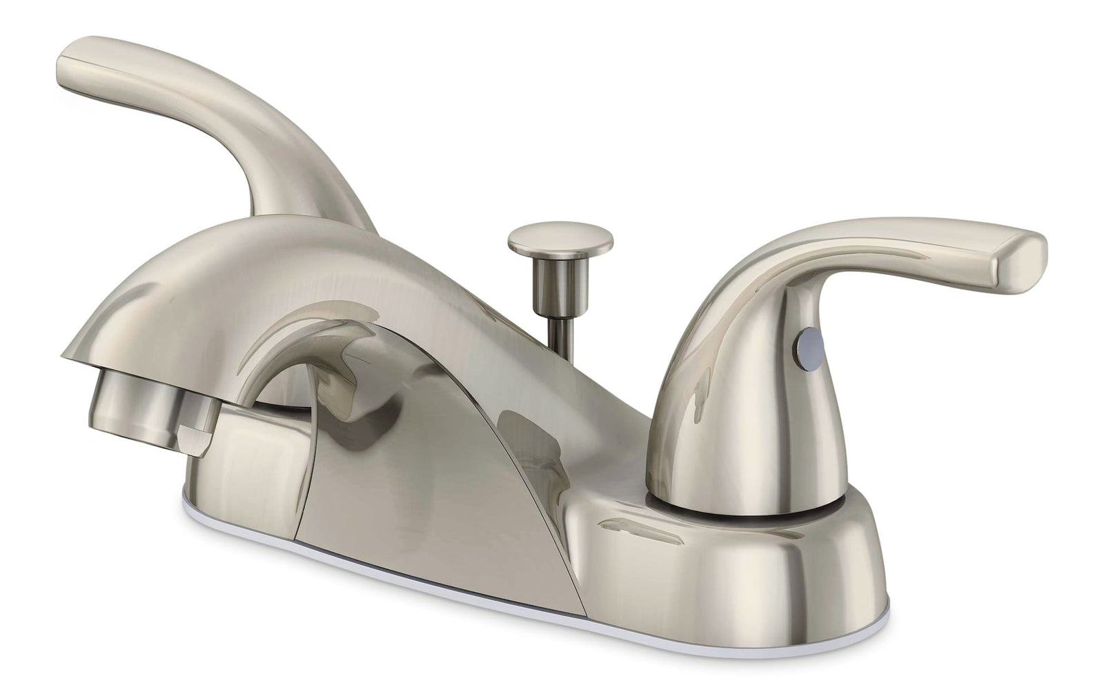Renovate Double Handle Bathroom Sink Faucet with Pop-up Drain, 4-in Centreset, Brushed Nickel G7W8 - product image 1
