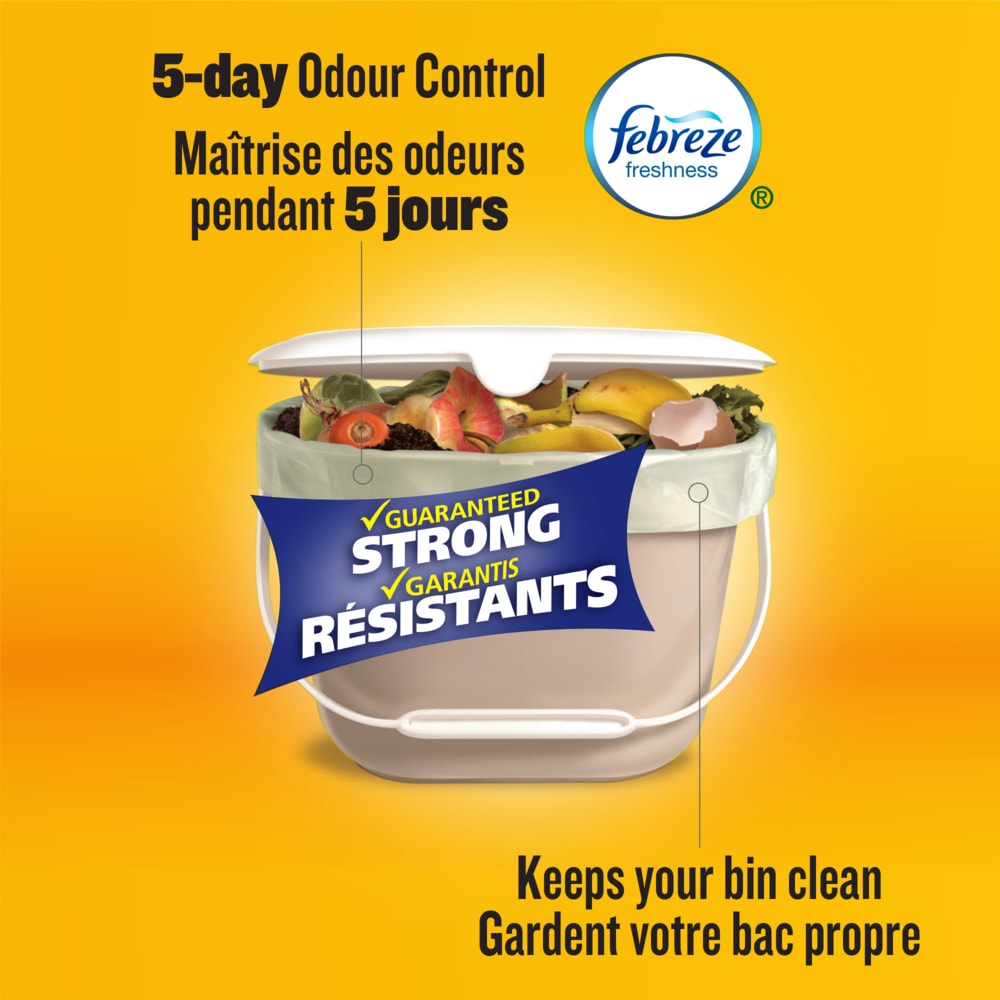 Small 100% Compostable Febreze Lemon Scented Food Waste Bags, 44-pk, 10-L R3O4 - product image 6