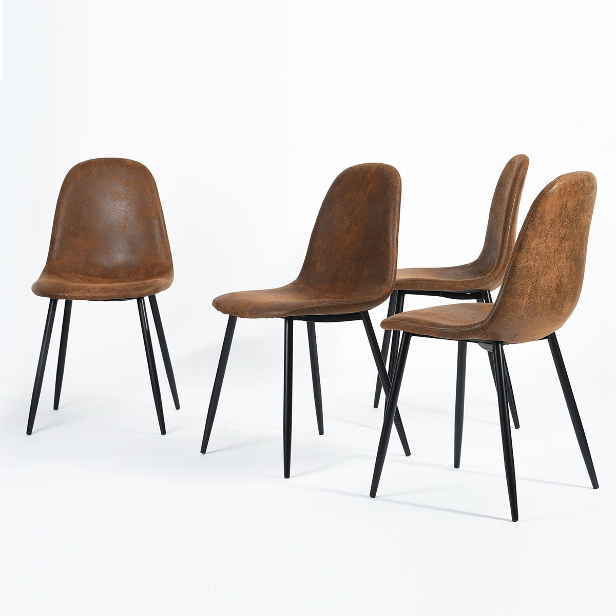 Mid-Century Dining Chairs, Brown Suede, 4-pk L4I1 - product image 4