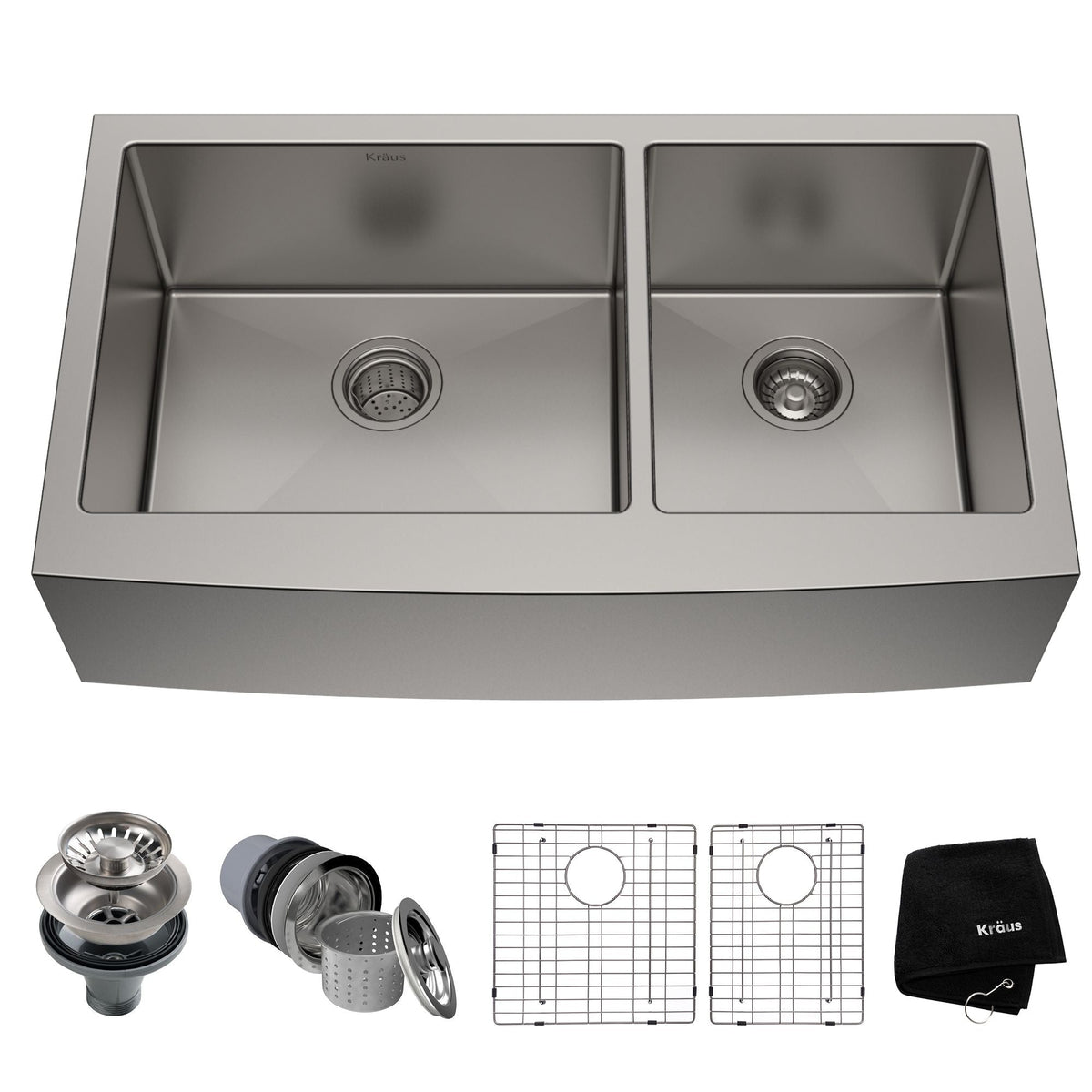 Standard PRO Apron Front Farmhouse Stainless Steel Double Bowl Kitchen Sink, 36x21x10-in V3U1 - product image 1