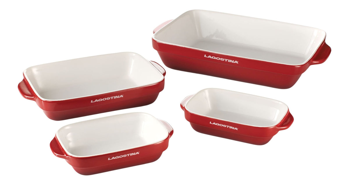 Ceramic Bakeware Set, Red, Assorted Sizes, 4-pc V7J6 - product image 1