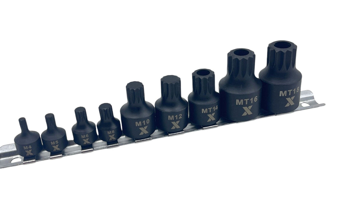9 Piece Impact Stubby Bit Socket Rail Triple Square H6P5 - product image 1