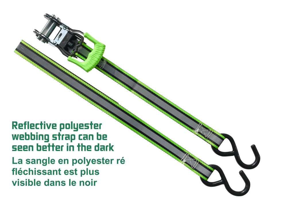 1,500-lb Reflective Ratchet Tie-Down Strap with Padded D-Handle, 1-in x 12-ft, 2-pk N7T4 - product image 3