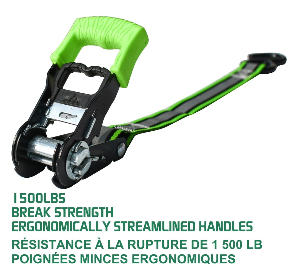 1,500-lb Reflective Ratchet Tie-Down Strap with Padded D-Handle, 1-in x 12-ft, 2-pk N7T4 - product image 4