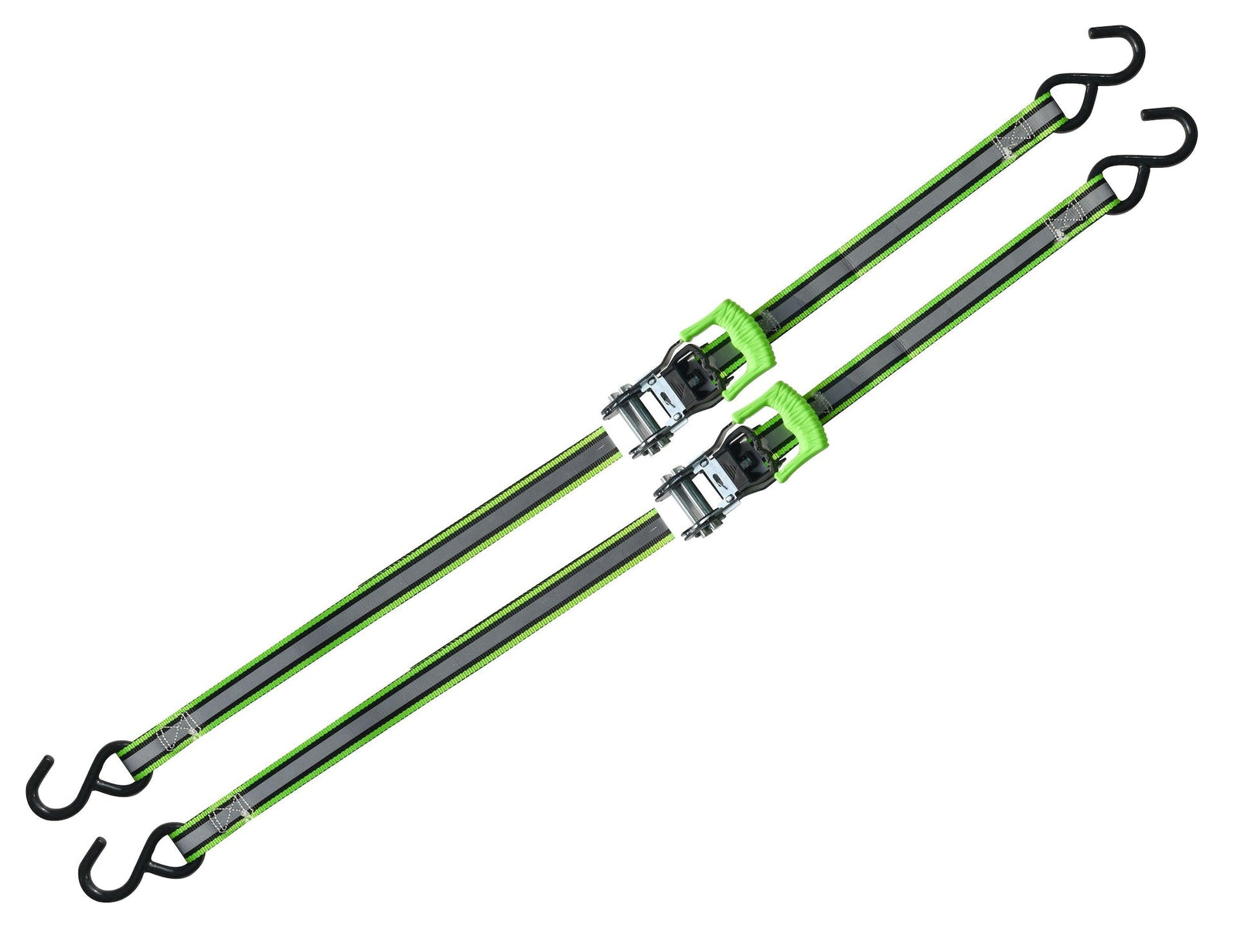 1,500-lb Reflective Ratchet Tie-Down Strap with Padded D-Handle, 1-in x 12-ft, 2-pk N7T4 - product image 5