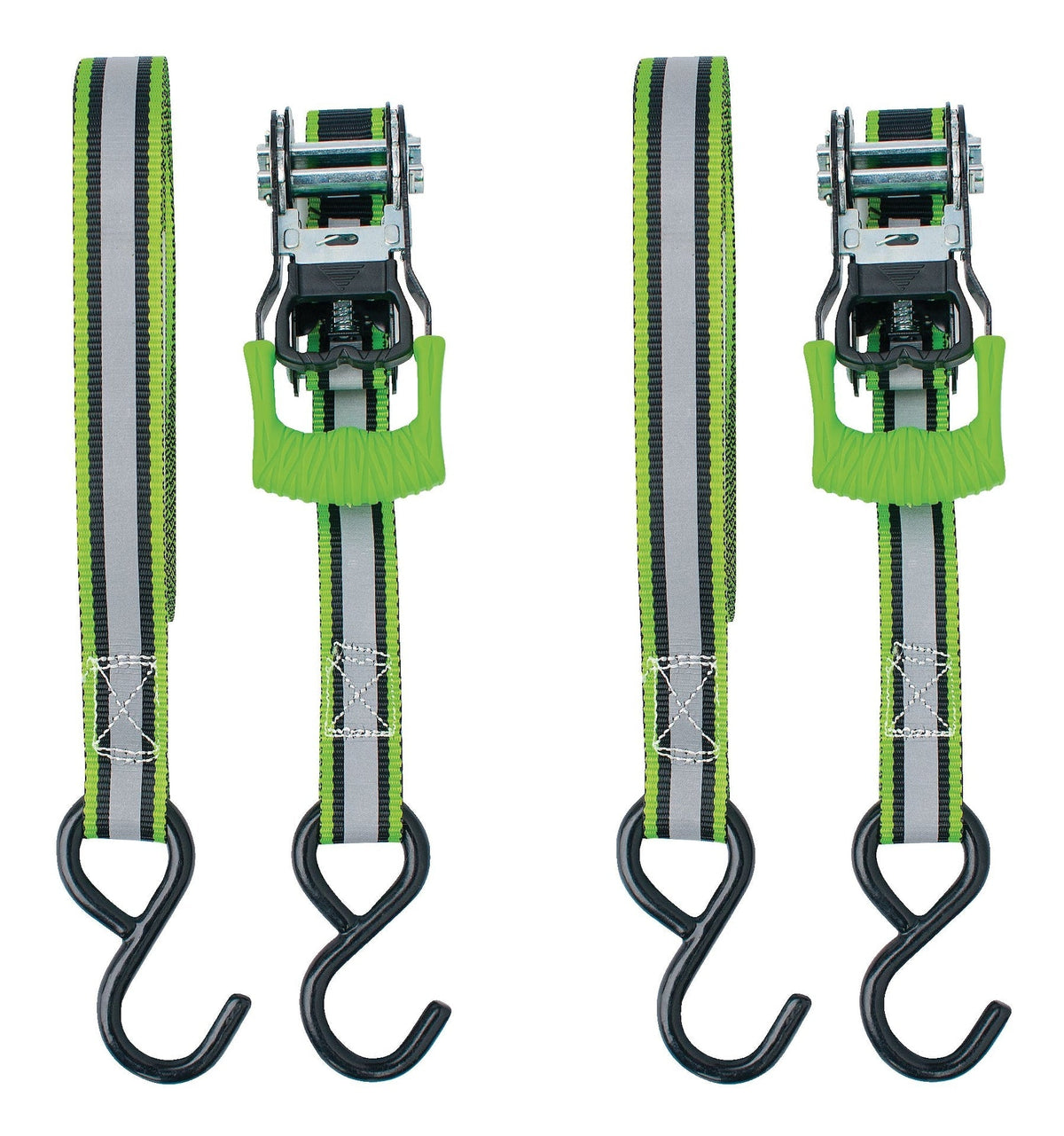 1,500-lb Reflective Ratchet Tie-Down Strap with Padded D-Handle, 1-in x 12-ft, 2-pk N7T4 - product image 6