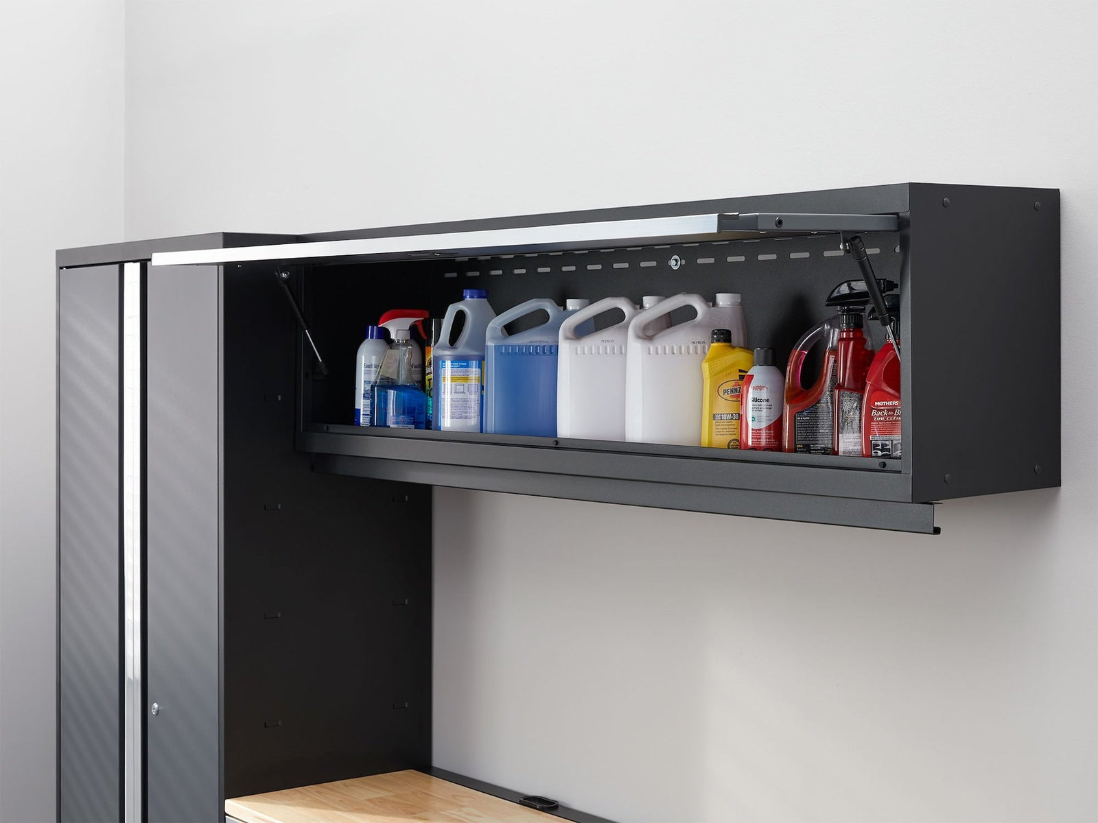 Bold 3.0 Series Lockable Steel Garage Cabinetry Set with Bamboo Top, Grey, 120-in x 18-in x 72-in, 5-pc R8P2 - product image 3