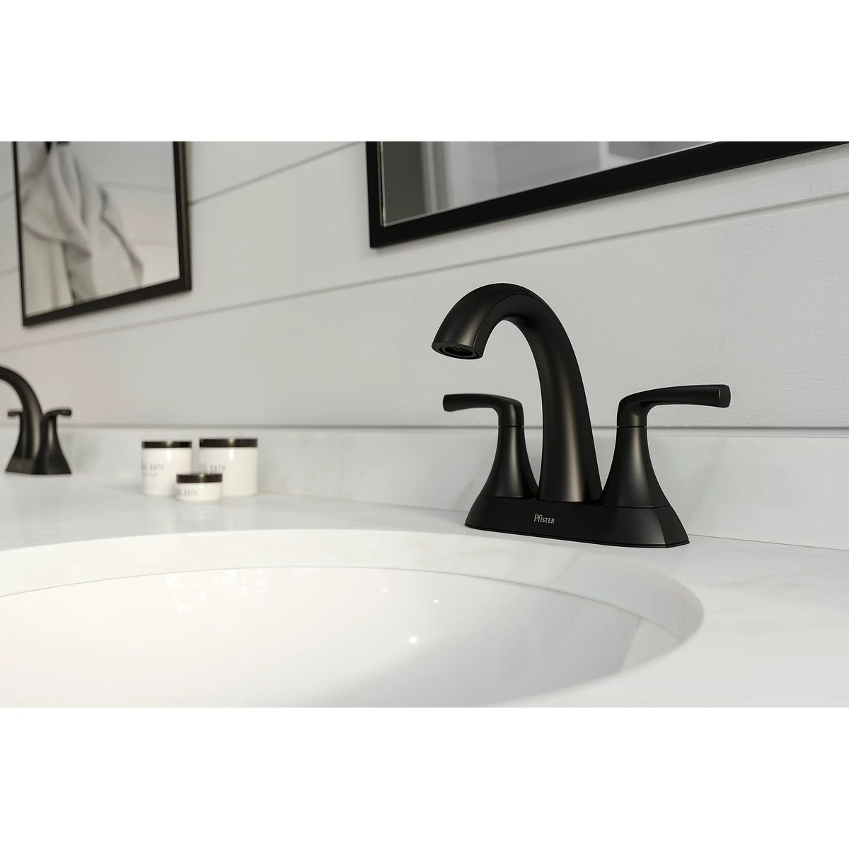 Rancho Double Handle 4-in Centreset Bathroom Sink Faucet Push & Seal Drain, WaterSense Certified, Matte Black V6S3 - product image 7