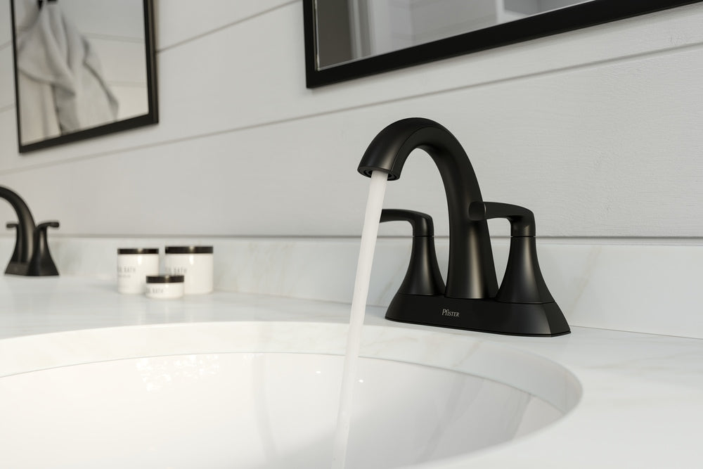 Rancho Double Handle 4-in Centreset Bathroom Sink Faucet Push & Seal Drain, WaterSense Certified, Matte Black V6S3 - product image 8