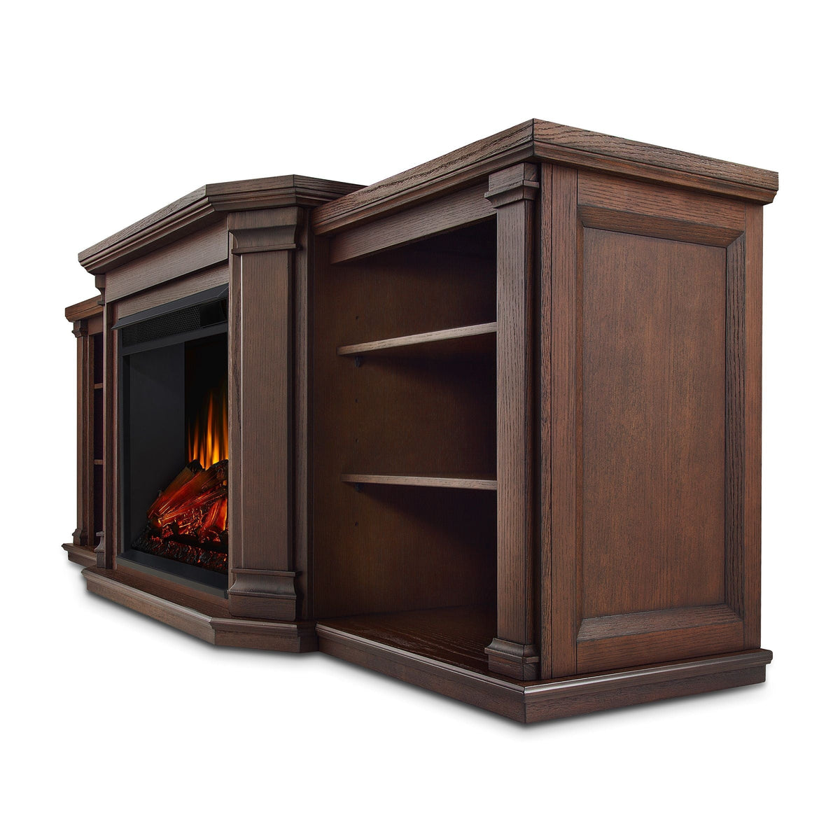 Flame Valmont Media Indoor Electric Fireplace TV Stand, 74-in, 1500W, Includes Remote Control & Firebox, Chestnut Oak J0W6 - product image 2