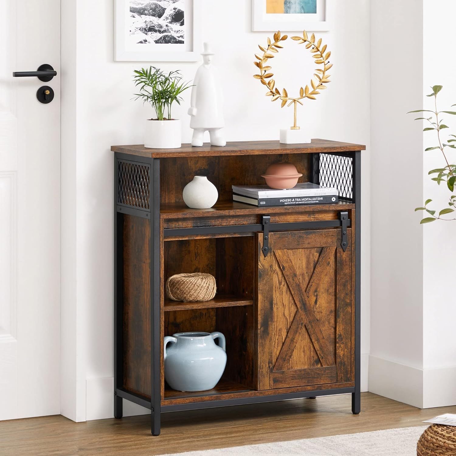 Home Rustic Brown Cabinet with Sliding Door G1B1 - product image 6
