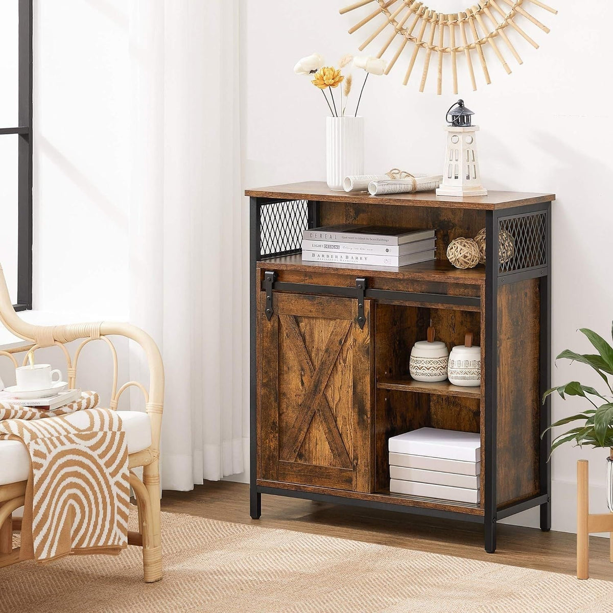 Home Rustic Brown Cabinet with Sliding Door G1B1 - product image 7