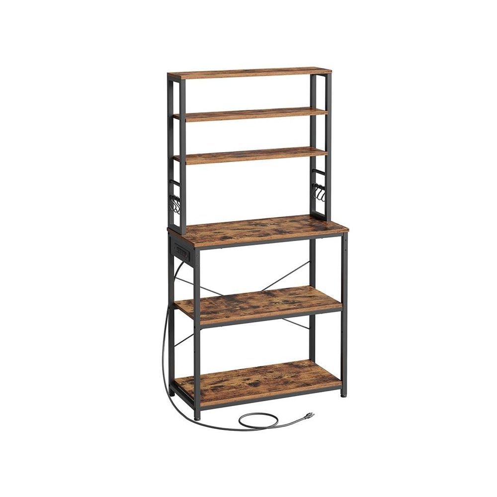 Home Small Rustic Brown Baker's Rack with 4 AC Outlets Y6A8 - product image 1