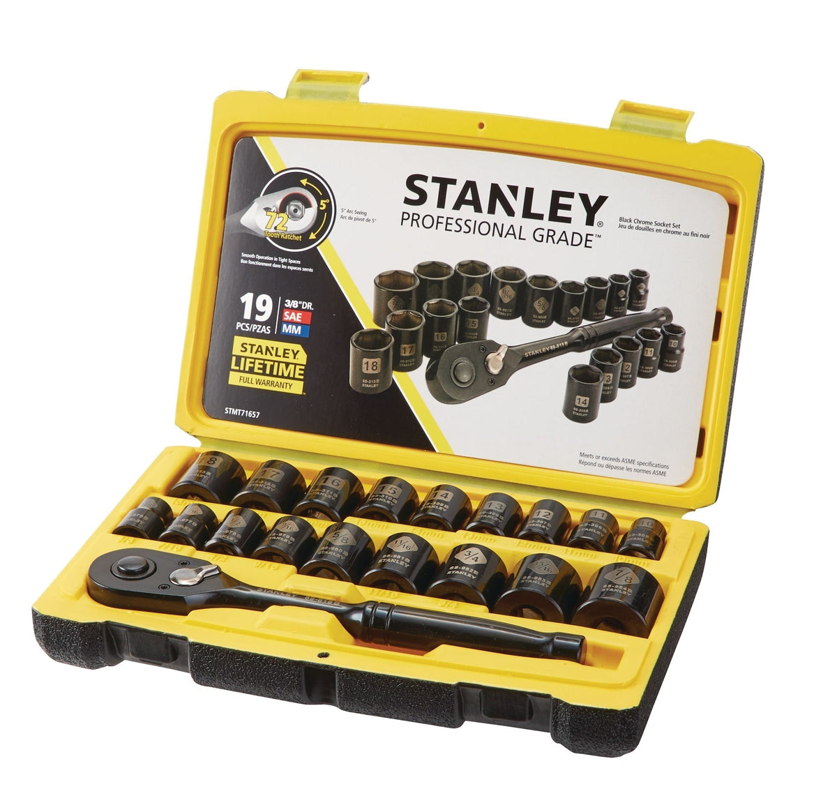 Professional Grade Black Chrome Socket Set, 19-pc, SAE/Metric K0Q0 - product image 3