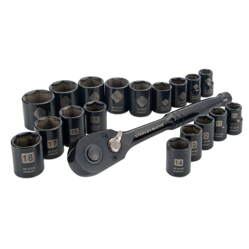 Professional Grade Black Chrome Socket Set, 19-pc, SAE/Metric K0Q0 - product image 4