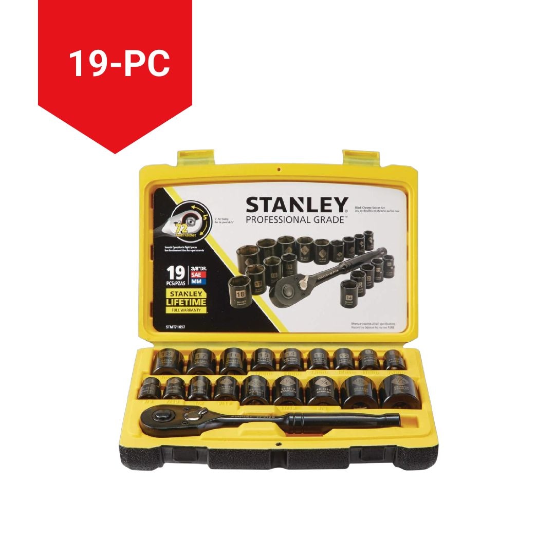 Professional Grade Black Chrome Socket Set, 19-pc, SAE/Metric K0Q0 - product image 5