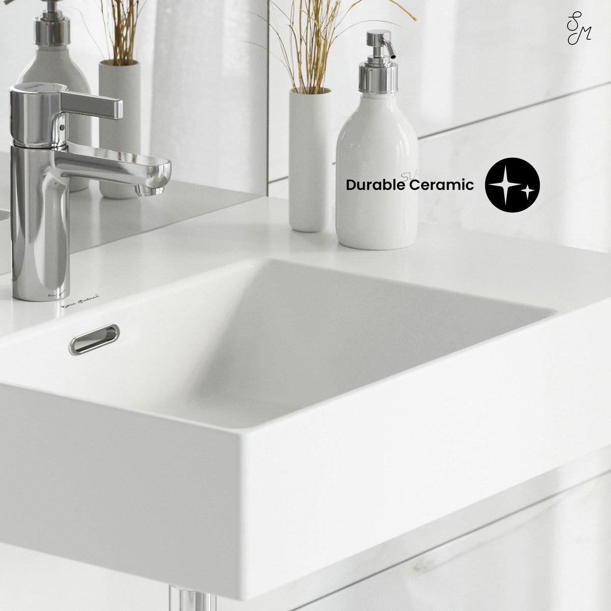 St. Tropez Ceramic Wall Hung Sink with Left Side Faucet Mount, 24-in x 18-in N2W9 - product image 3