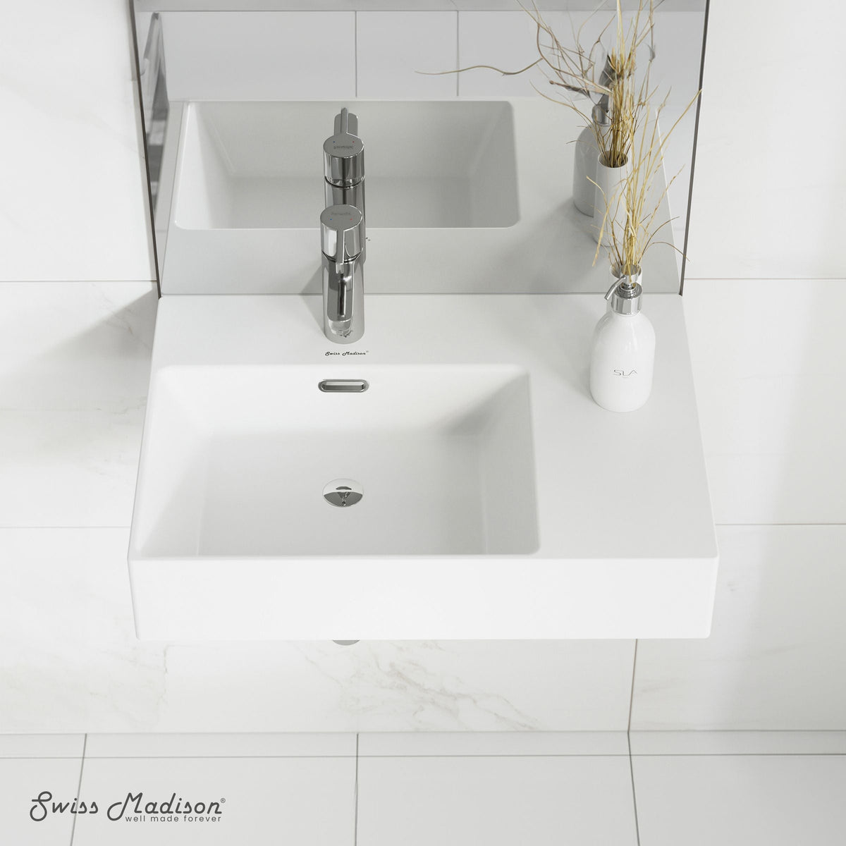 St. Tropez Ceramic Wall Hung Sink with Left Side Faucet Mount, 24-in x 18-in N2W9 - product image 5
