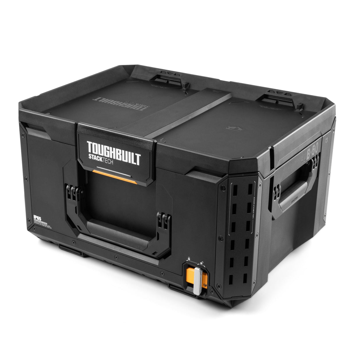 StackTech Middle Portable Modular Plastic/Metal Tool Box with Inner Tray, IP65-Rated, Black J5C8 - product image 1