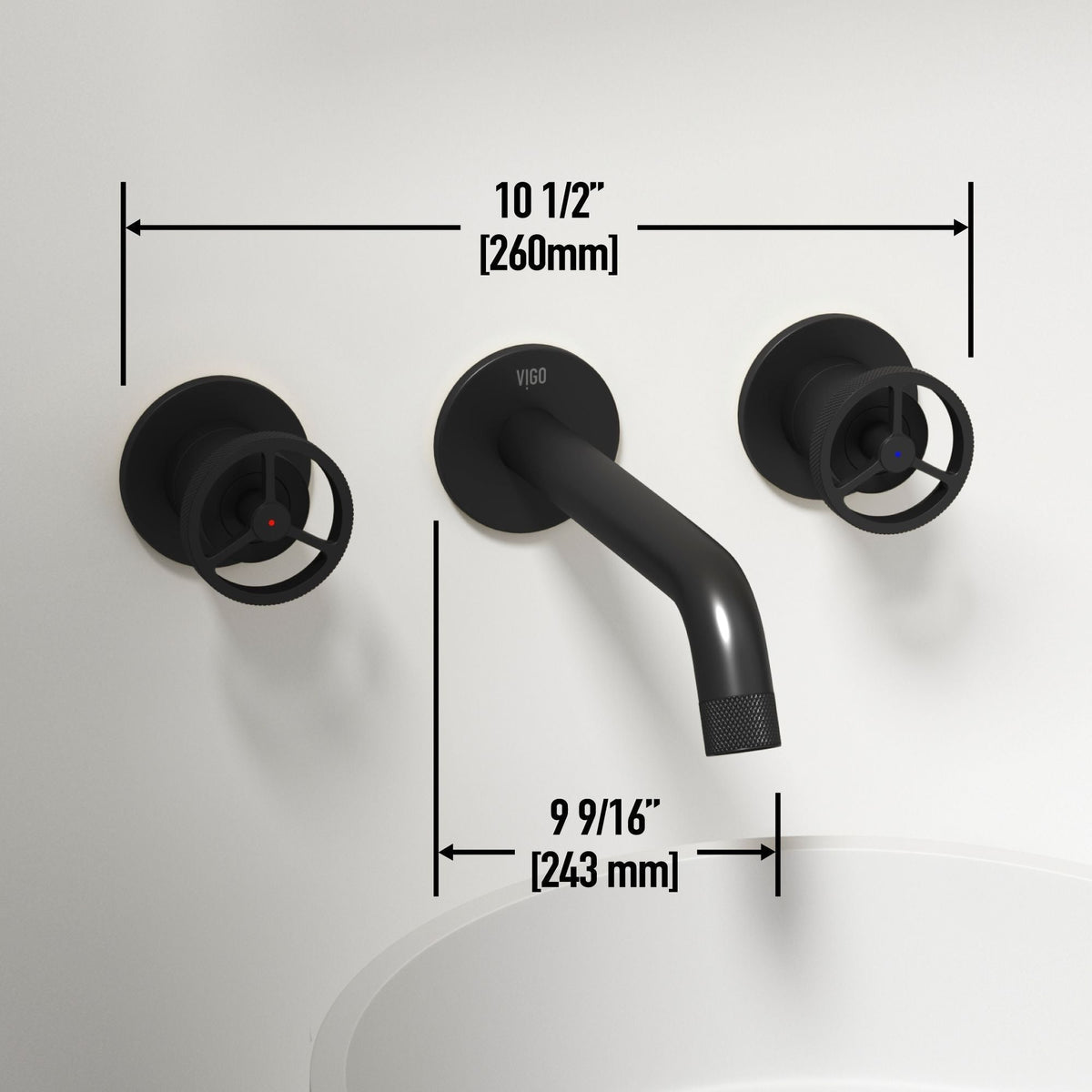Anvil MatteStone Round White Composite Bathroom Sink/Basin Set with Cass Wall Mount Faucet and Pop-Up Drain Z3O9 - product image 5