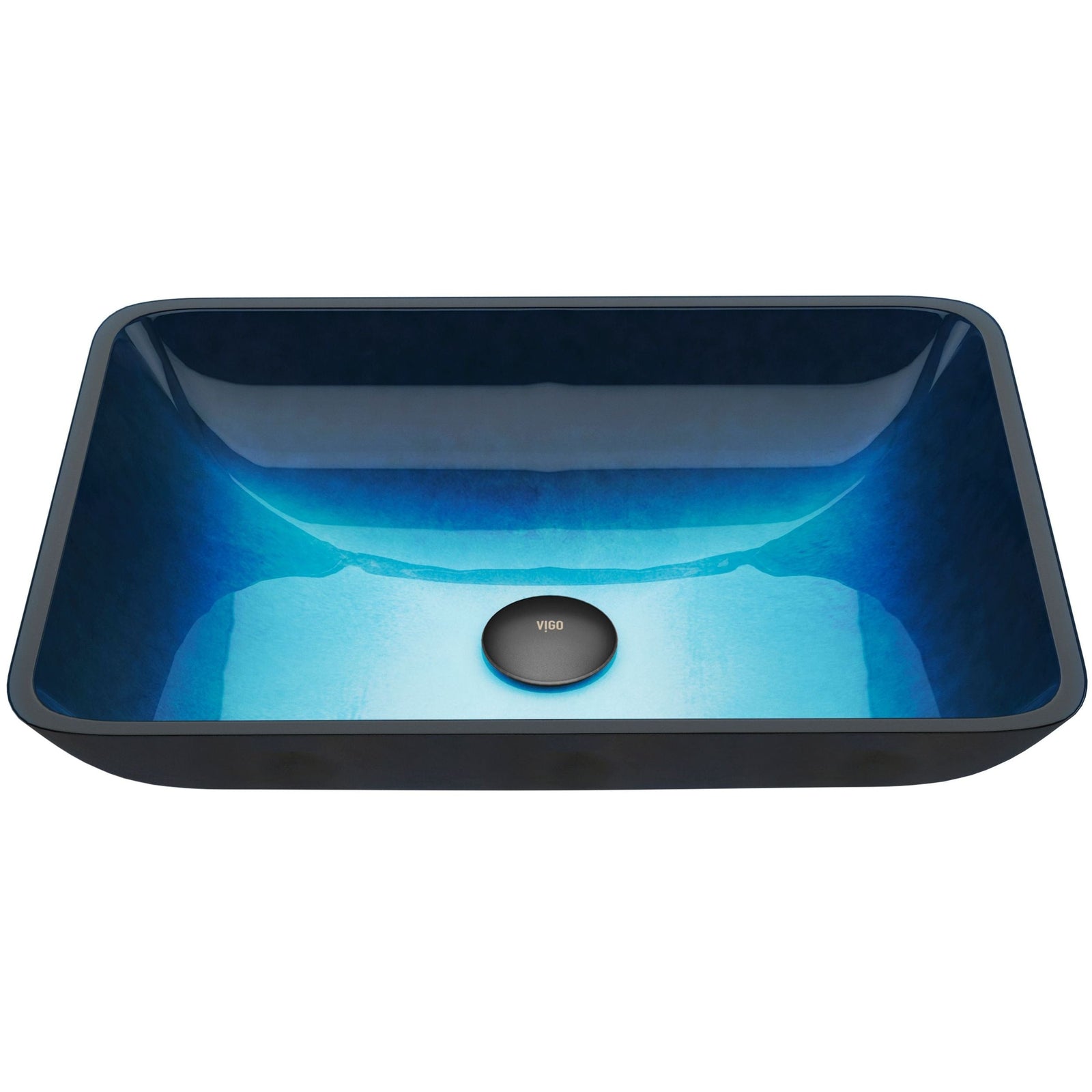 Glass Rectangular Vessel Bathroom Sink/Basin, Turquoise V1X3 - product image 1