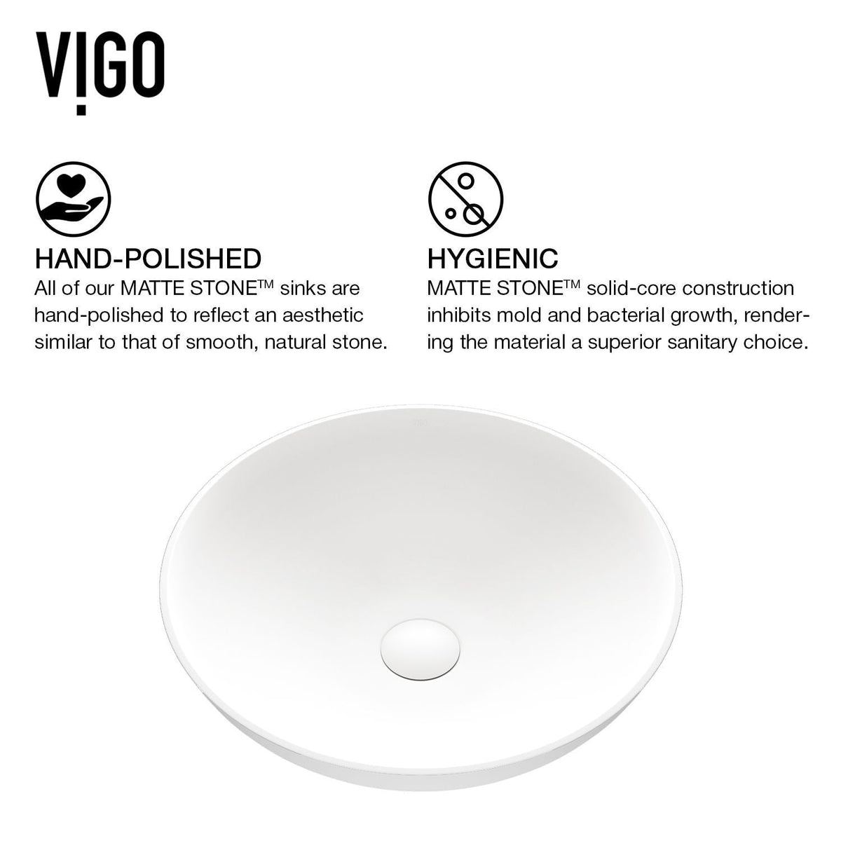 Lotus Matte Stone Round Composite Vessel Bathroom Sink/Basin with Deep Bowl, White L5U7 - product image 3