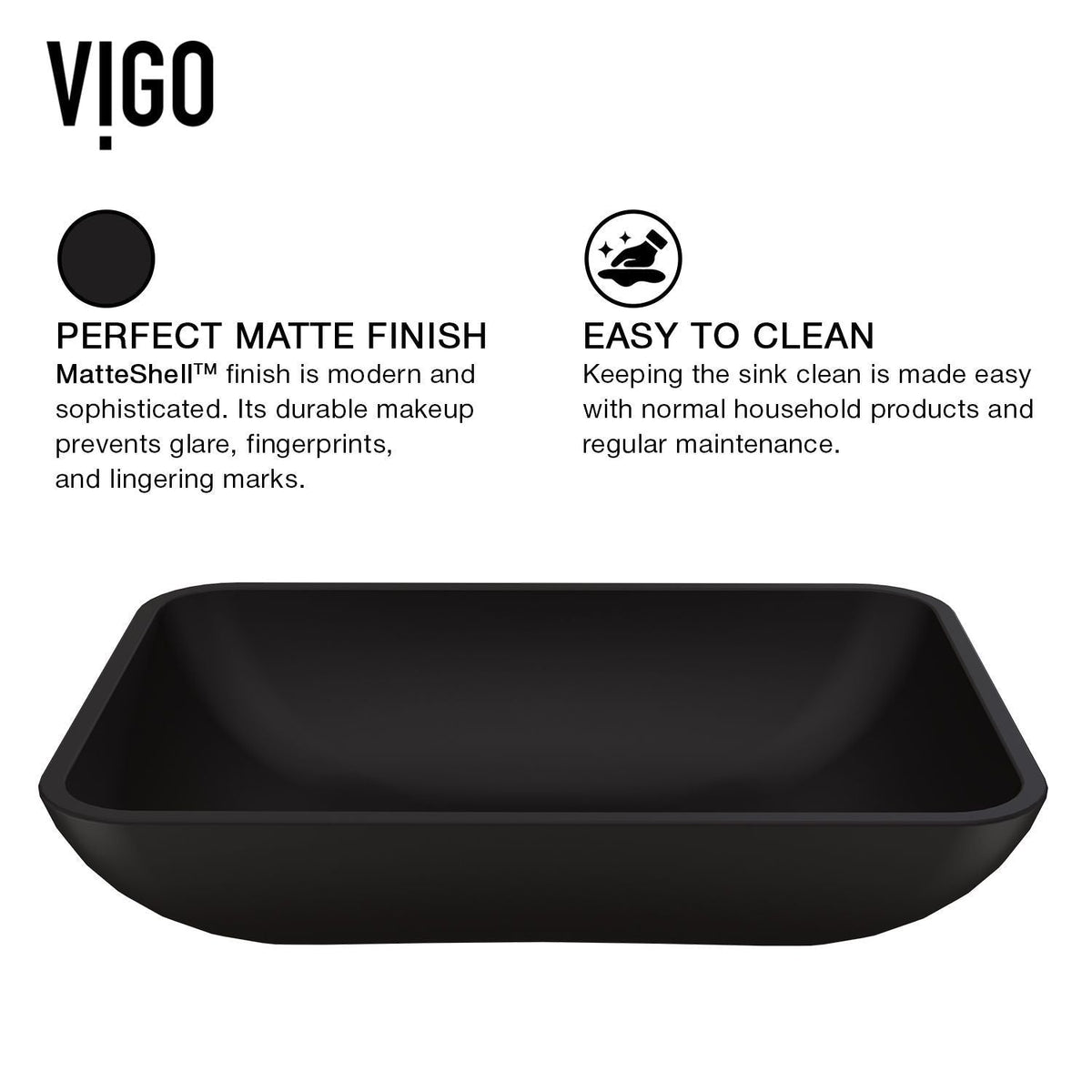 Sottile MatteShell Matte Black Bathroom Sink/Basin Set with Sterling Faucet and Glass Rectangular Vessel C3B4 - product image 4