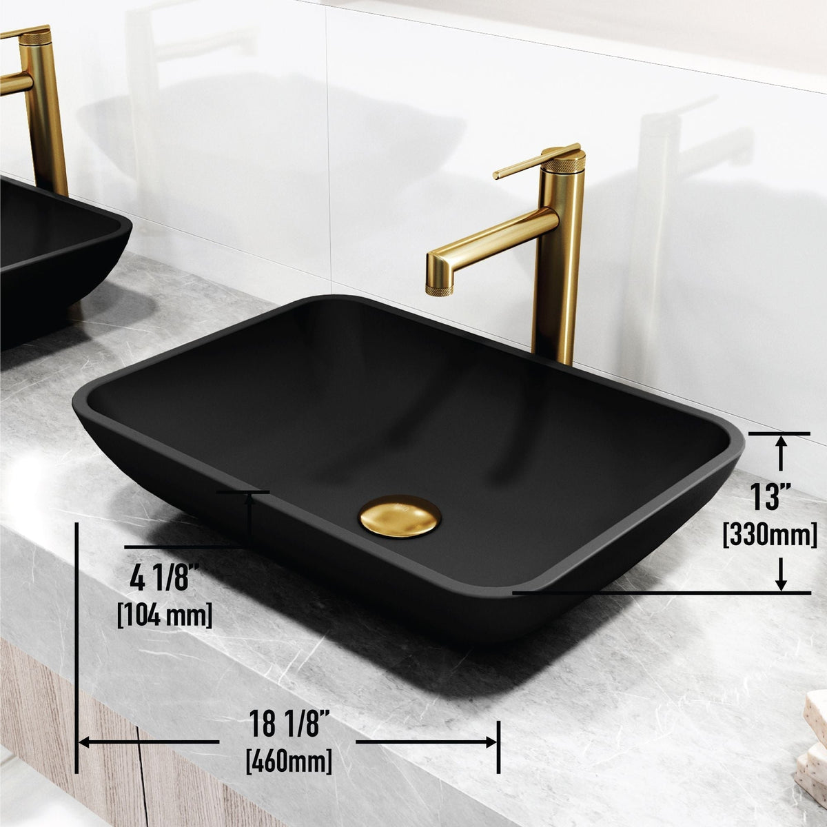 Sottile MatteShell Matte Black Bathroom Sink/Basin Set with Sterling Faucet and Glass Rectangular Vessel C3B4 - product image 8