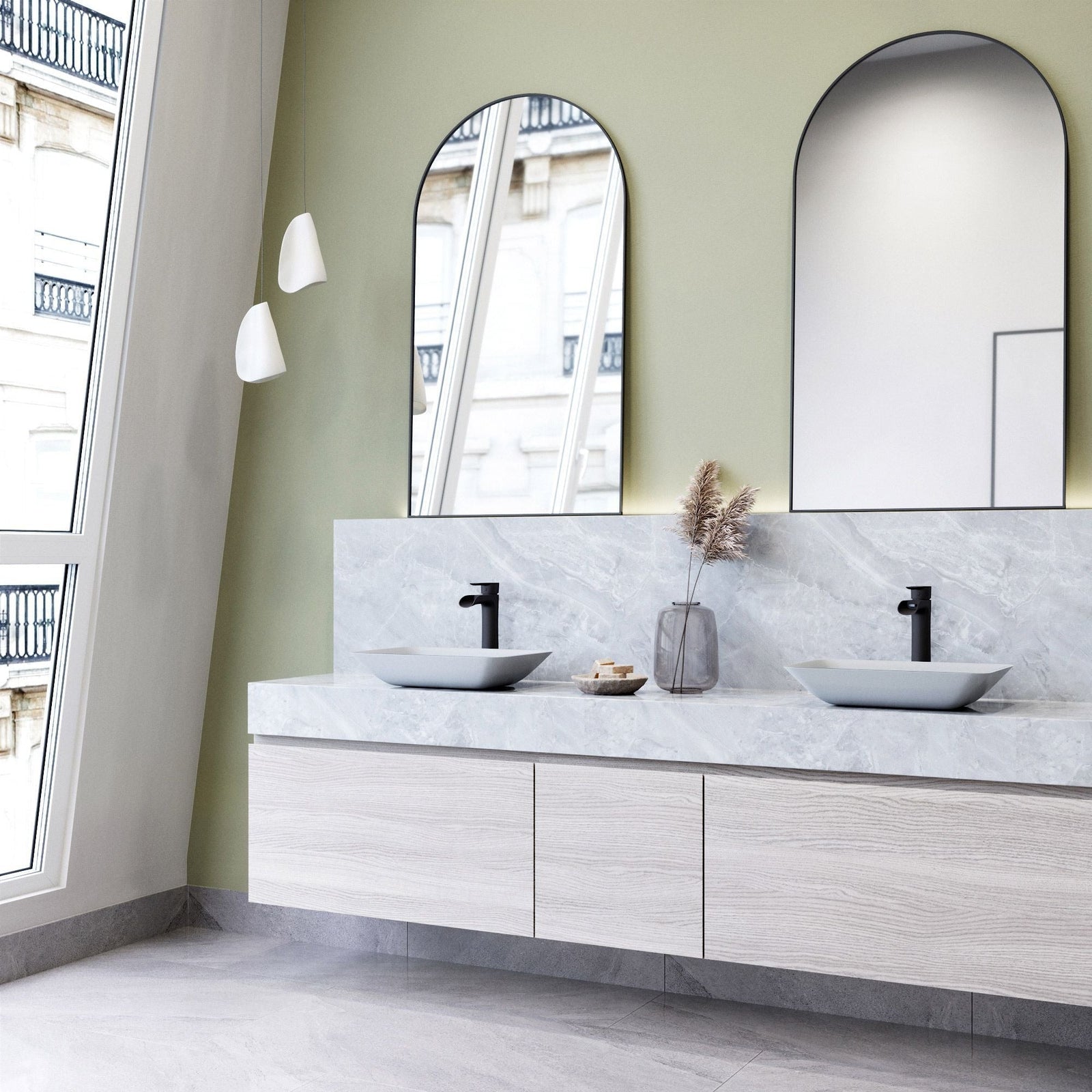Sottile MatteShell White Bathroom Sink/Basin Set with Niko Faucet and Glass Rectangular Vessel I0H7 - product image 5