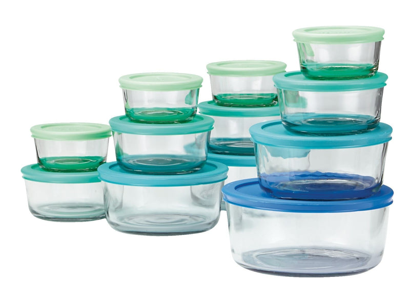 Glass Food Storage Set with Lids, Assorted Sizes, 12 Count I3Y2