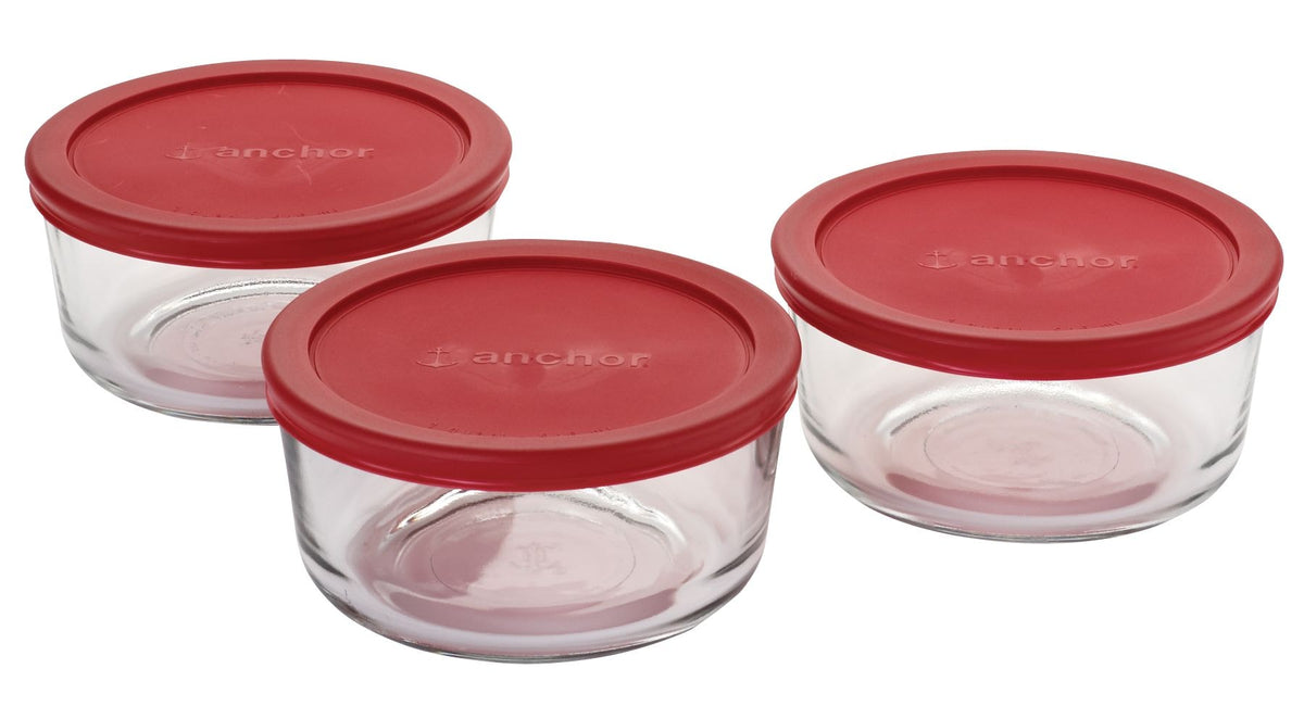 Glass Round Storage Container Set with Lids, 3 Count I6D0 - product image 1