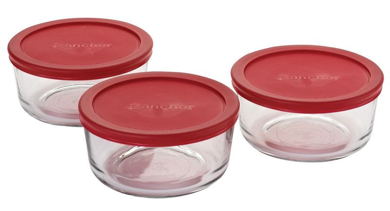 Glass Round Storage Container Set with Lids, 3 Count I6D0