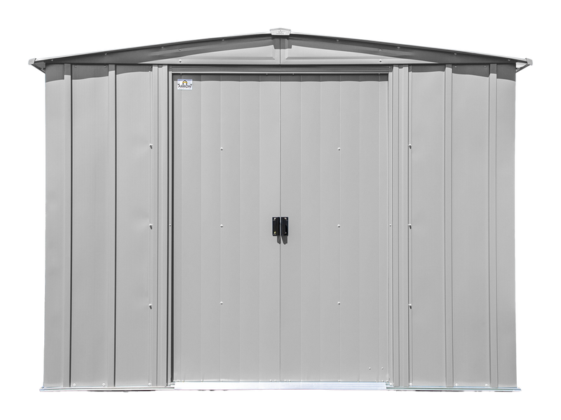 Classic 8x6-ft Flute Grey Galvanized Steel Storage Shed with Pitched Roof M9R5