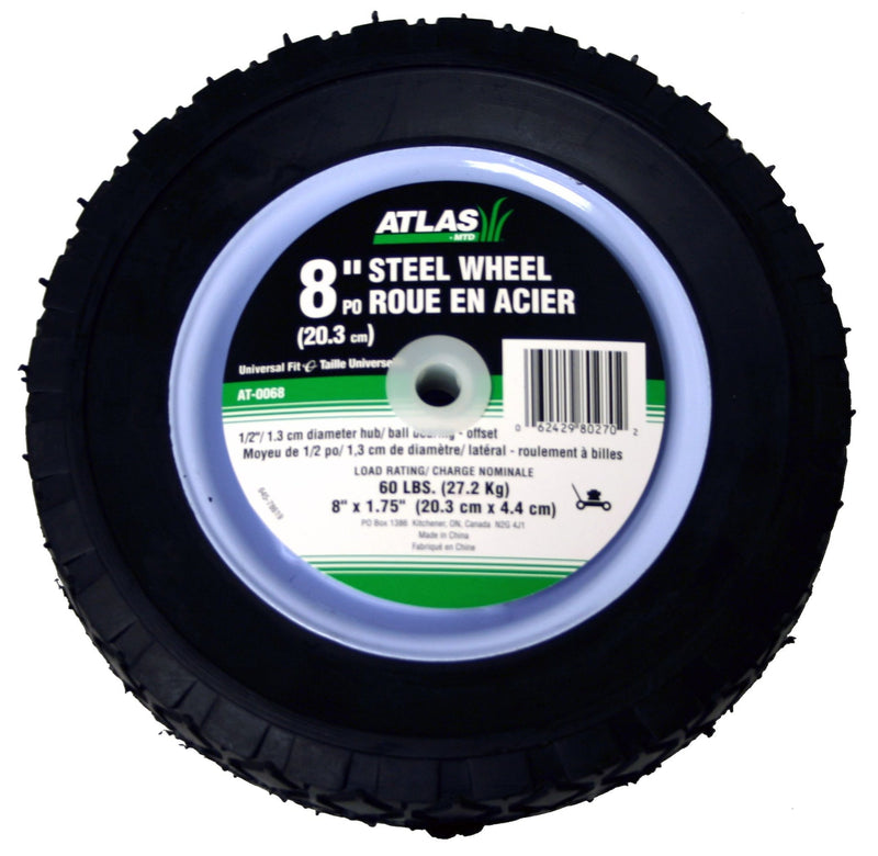 Steel Lawn Mower RePlacement Wheel with Ball Bearings, 8 in x 1.75-in S8I9