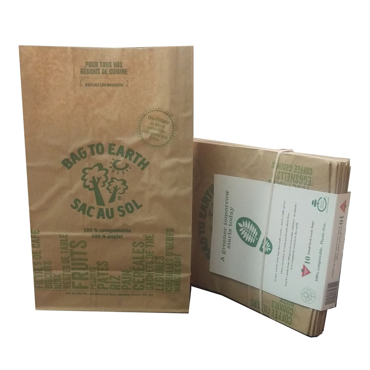Bag to Earth Small Organic Compostable and Biodegradable Food Waste Bags, 10-pk, 5.5-L O2B6 - product image 1