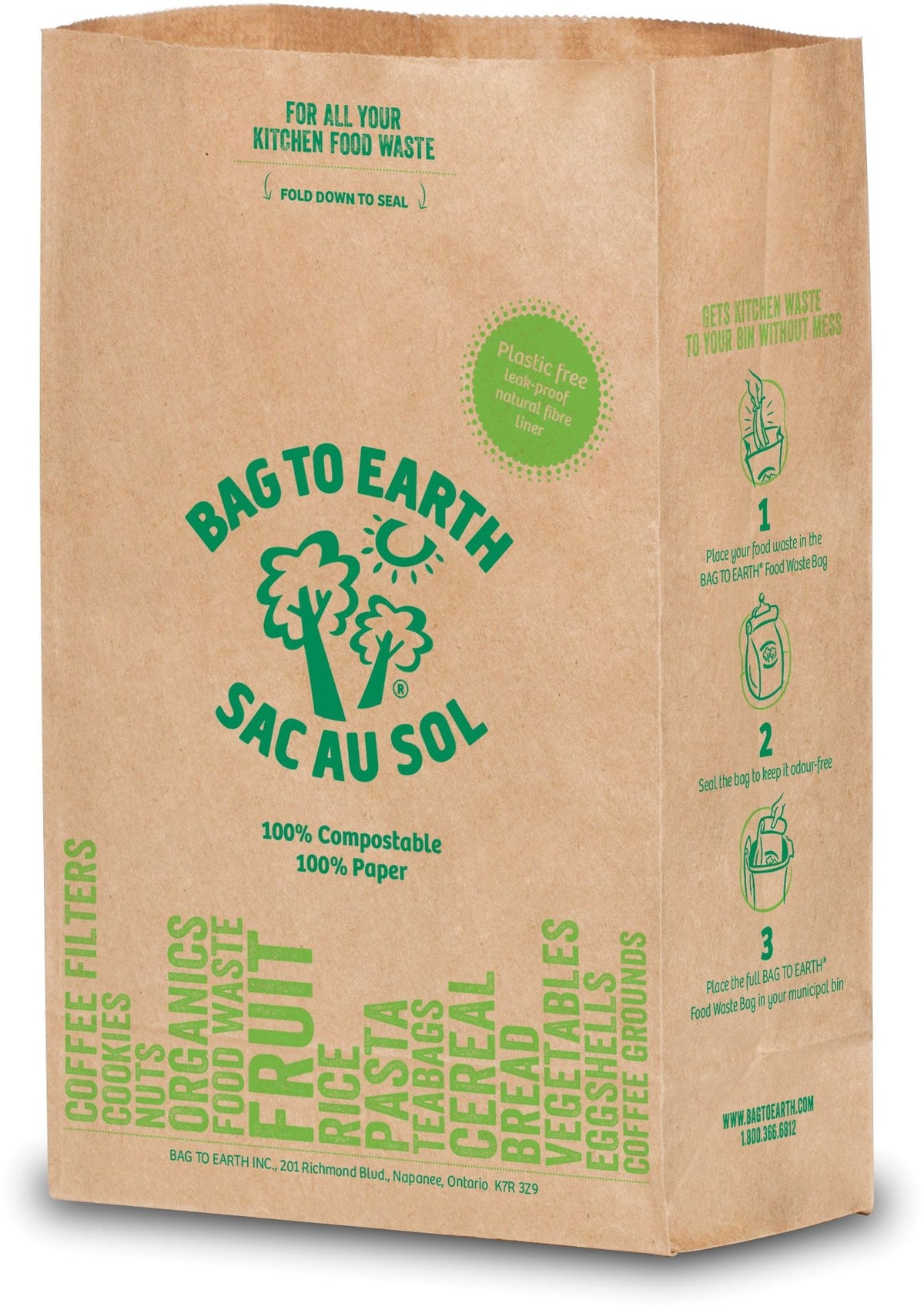 Bag to Earth Small Organic Compostable and Biodegradable Food Waste Bags, 10-pk, 5.5-L O2B6 - product image 2