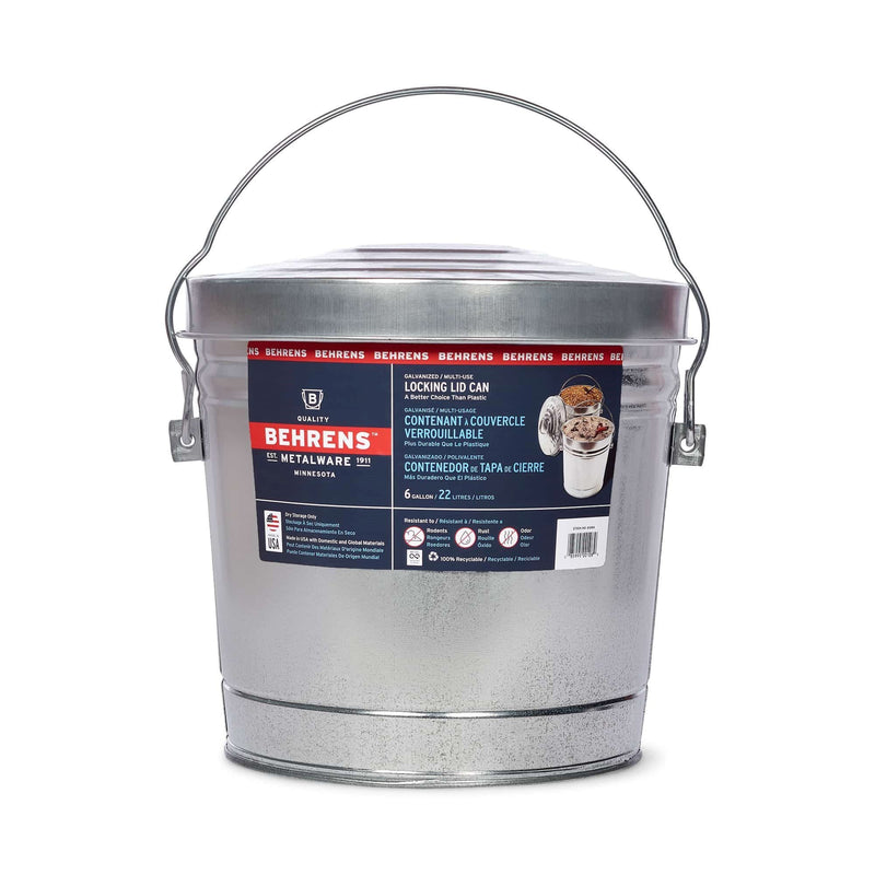 Galvanized Steel Multi-Use/Garbage Can with Locking Lid, 22-L (6 US gal) E8B6