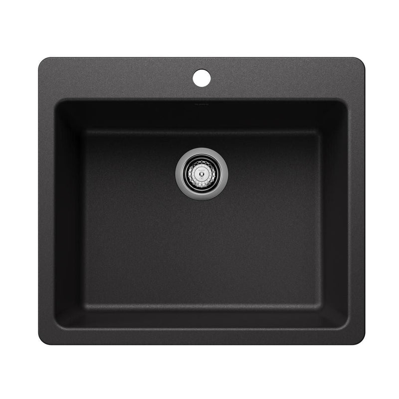 Liven SILGRANIT 25-in Single Bowl Dual Mount Kitchen Sink, Anthracite S8H2