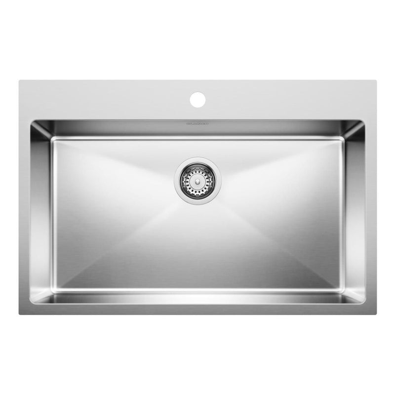 Quatrus R15 31-in Single Bowl Dual Mount Stainless Steel Kitchen Sink R8C7
