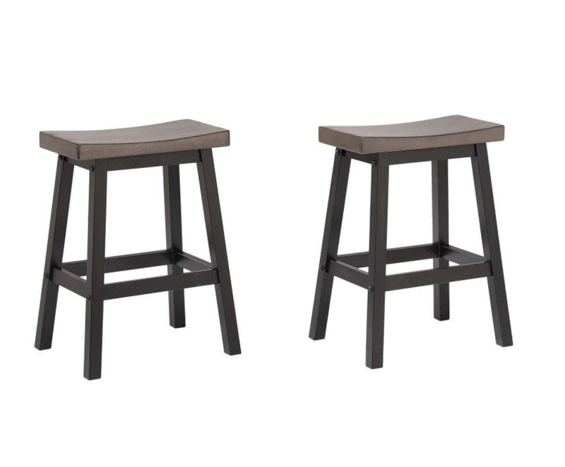 Arnold Oak/Dark Grey Counter/Bar Stool with Back Rest, 2-pc V9Q7