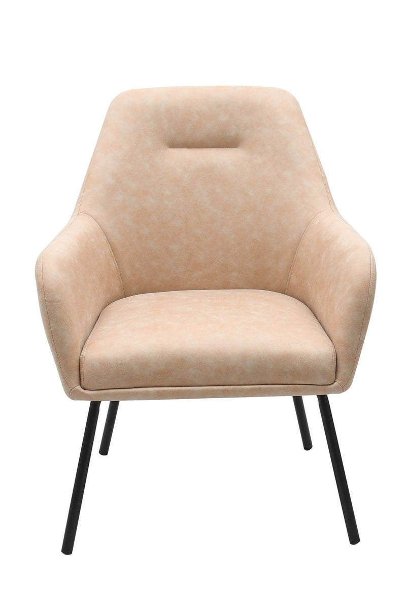 Arya Vintage Beige Tufted Fabric Upholstered Dining Chair E5D1
