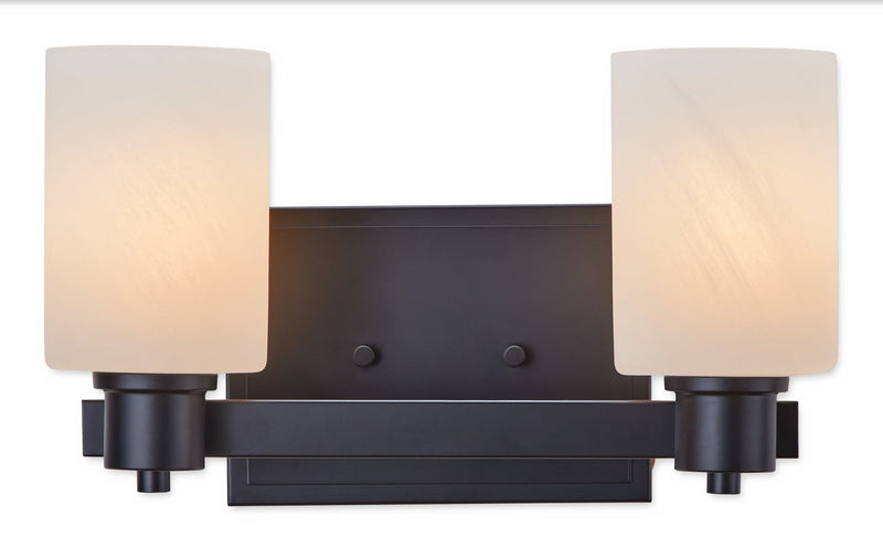 Cambray 2-Light Alabaster Shade Vanity Light, Black L9S8