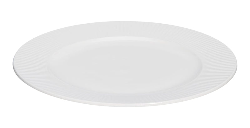 Highbury Ribbed New Bone Dinner Plate, 1-pc, White L9N1