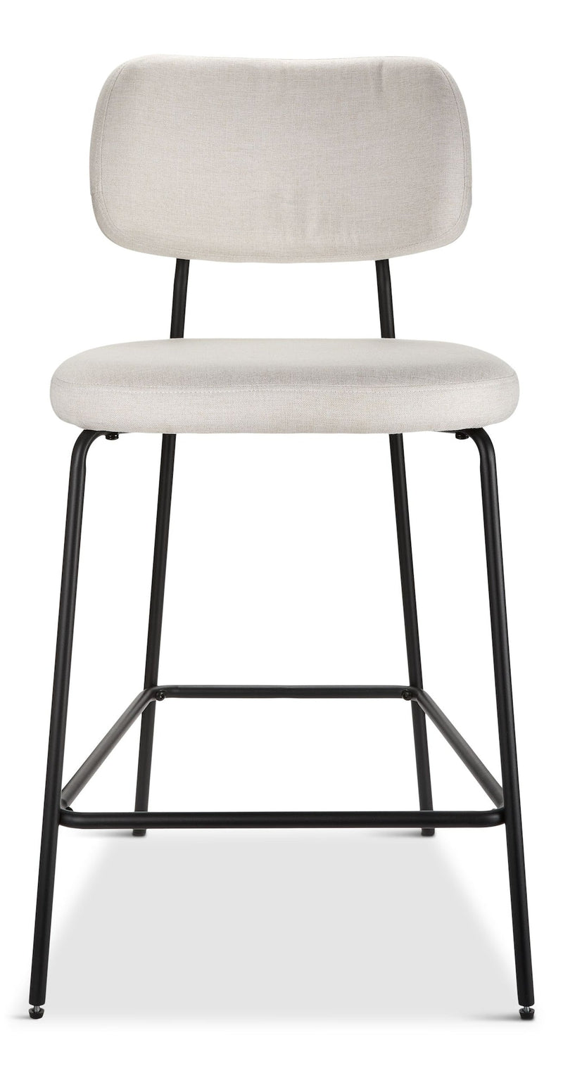 Kase Upholstered Counter Stool with Back Rest, Off-white/Light Grey M8S5