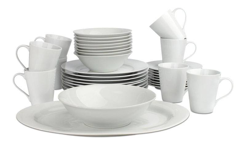 Lauren 34pc Porcelain Dinnerware Set, Serves 8, White H9X6