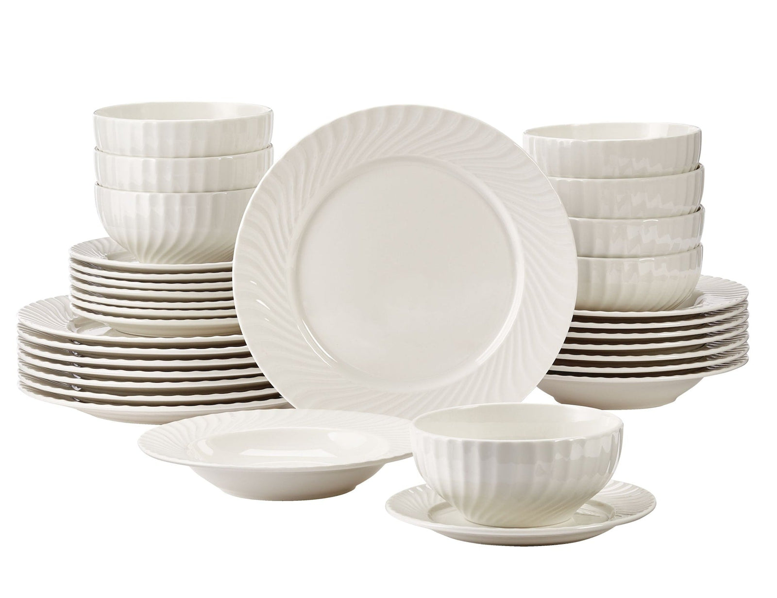 Milliken Embossed Stoneware Dinnerware Set, Serves 8, 32-pc, White N2G2 - product image 1