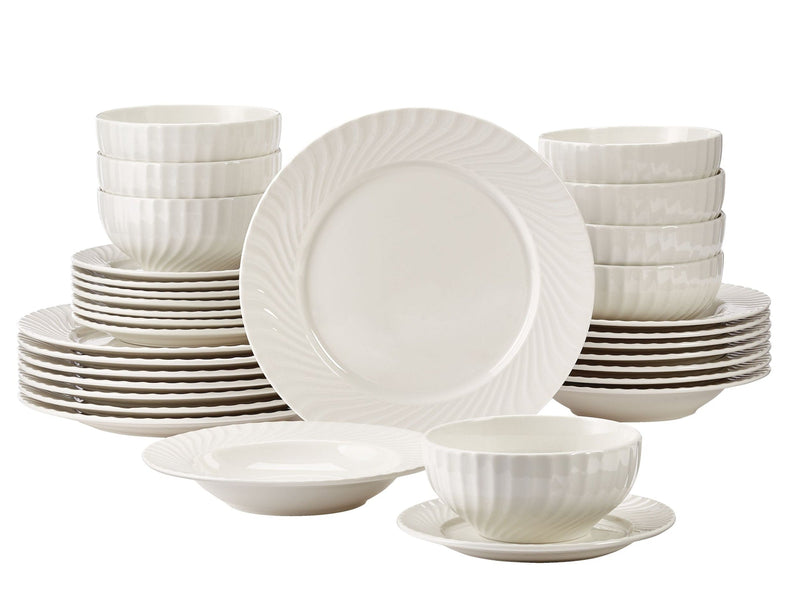 Milliken Embossed Stoneware Dinnerware Set, Serves 8, 32-pc, White N2G2