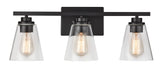 Venlaw 3-Light Vanity Light Fixture with Clear Glass Shade, Matte Black I7K9 - product image 1